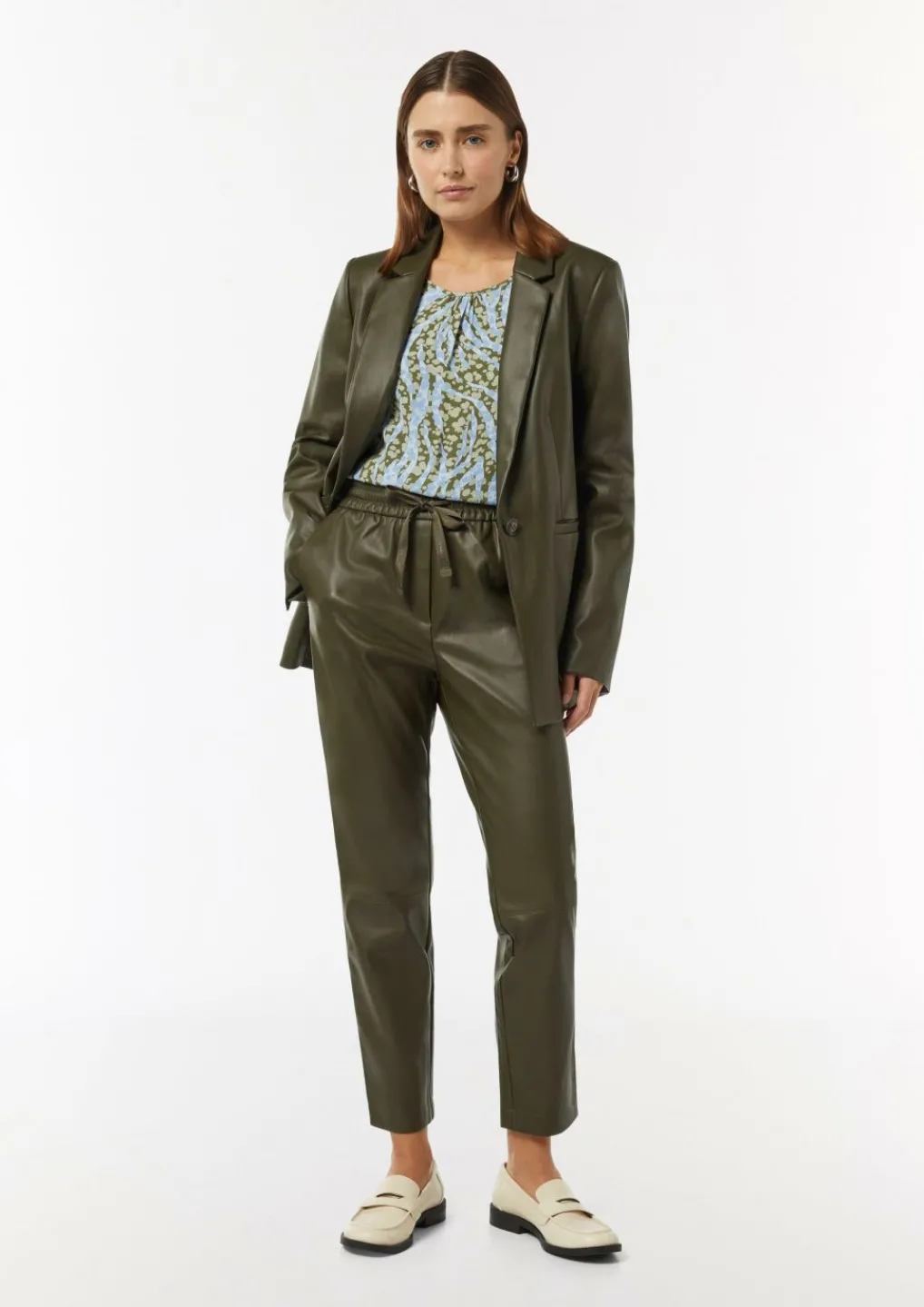Gemusterte Bluse mit Volant-Details-Comma Outlet