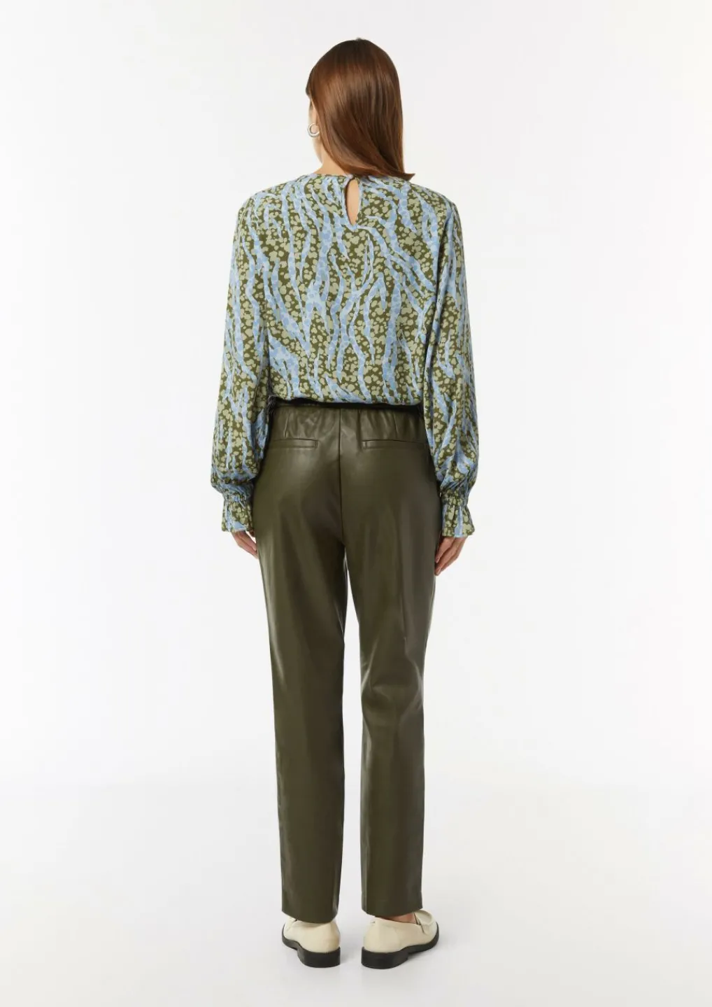 Gemusterte Bluse mit Volant-Details-Comma Outlet