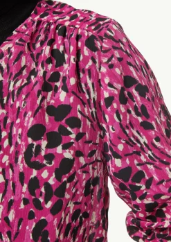 Gemusterte Chiffon-Bluse mit V-Ausschnitt-Comma Hot