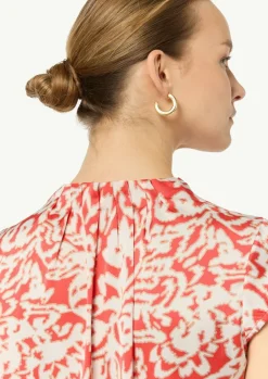 Gemusterte, hochgeschlossene Bluse aus Satin-Comma Sale