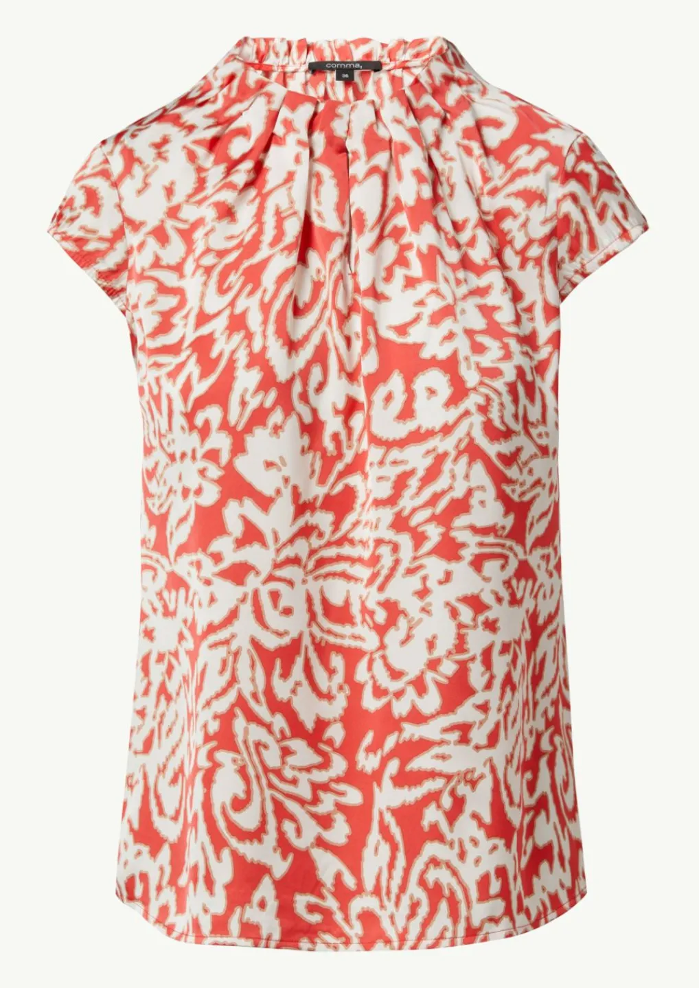 Gemusterte, hochgeschlossene Bluse aus Satin-Comma Sale