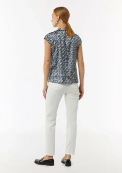 Gemusterte Satin-Bluse mit Raffung-Comma Clearance