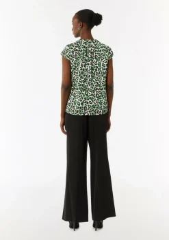 Gemusterte Satinbluse mit Raffung-Comma Fashion