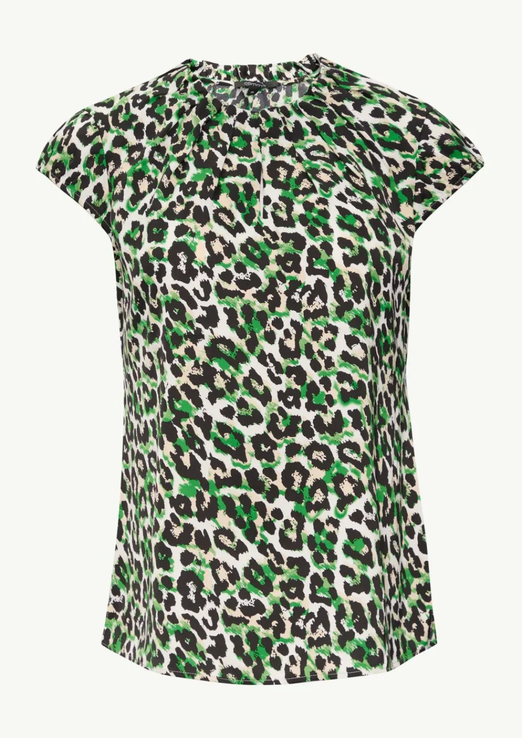 Gemusterte Satinbluse mit Raffung-Comma Fashion