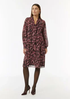 Gemustertes Chiffonkleid mit Schluppe-Comma Online