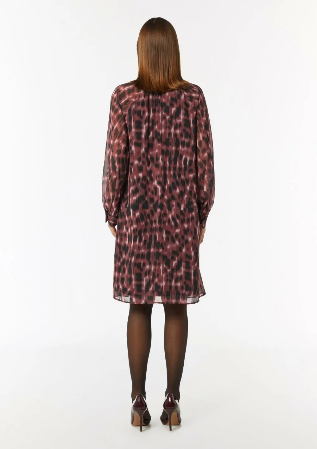 Gemustertes Chiffonkleid mit Schluppe-Comma Online