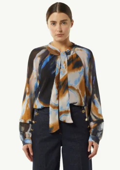Gemusterte Schluppenbluse aus Chiffon-Comma Clearance