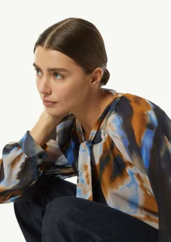 Gemusterte Schluppenbluse aus Chiffon-Comma Clearance