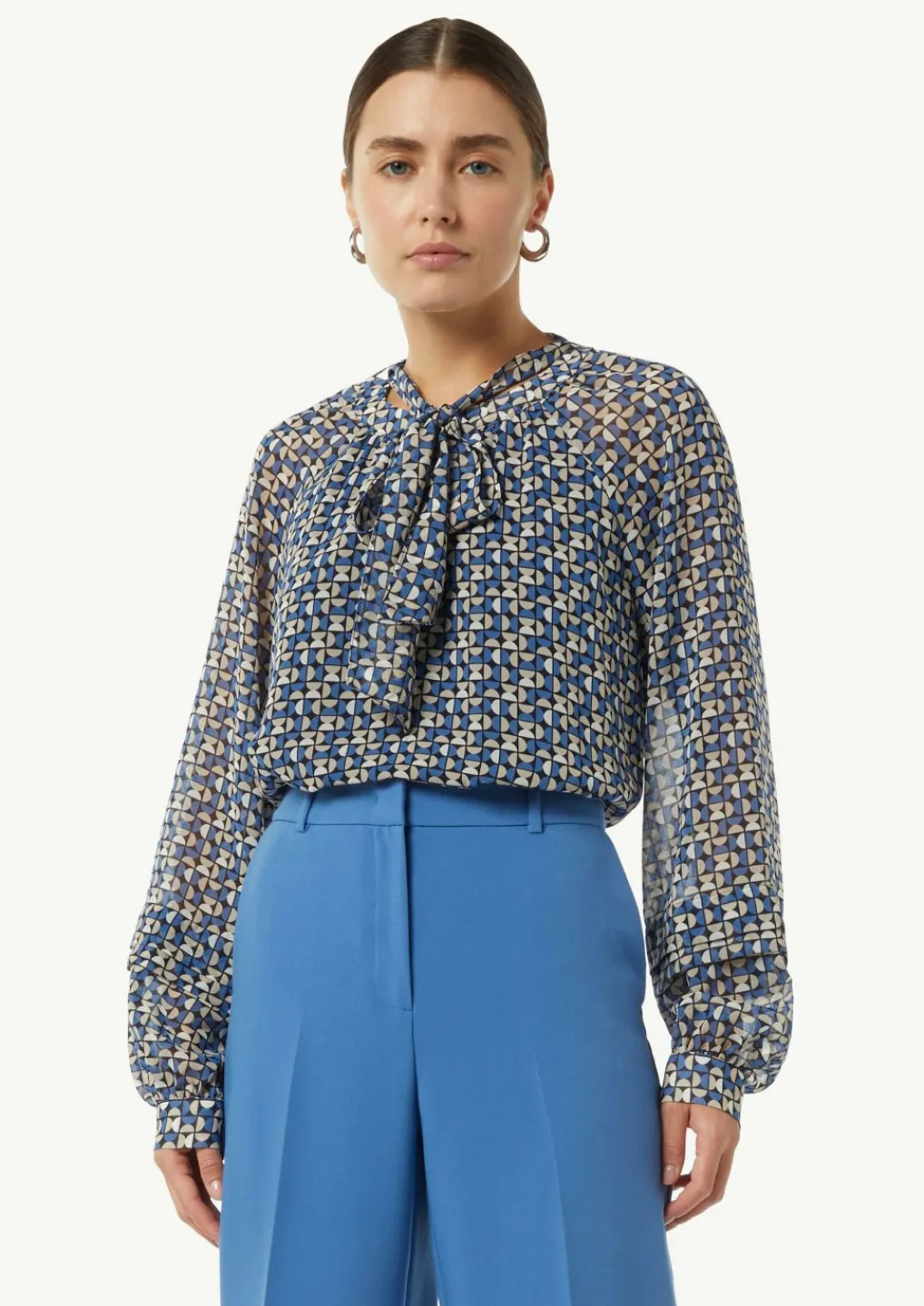 Gemusterte Schluppenbluse aus Chiffon-Comma Online