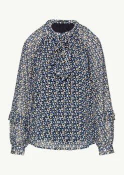 Gemusterte Schluppenbluse aus Chiffon-Comma Online