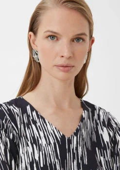 Gemustertes Crêpekleid mit 3/4-Arm-Comma Discount