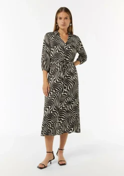 Gemustertes Hemdblusenkleid mit Tunnelzug-Comma Online