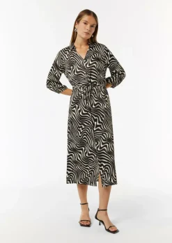 Gemustertes Hemdblusenkleid mit Tunnelzug-Comma Online