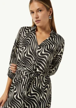 Gemustertes Hemdblusenkleid mit Tunnelzug-Comma Online