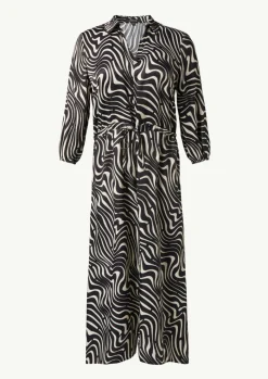 Gemustertes Hemdblusenkleid mit Tunnelzug-Comma Online