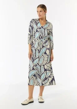 Gemustertes Hemdblusenkleid mit Tunnelzug-Comma Best