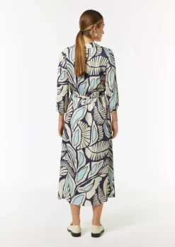 Gemustertes Hemdblusenkleid mit Tunnelzug-Comma Best