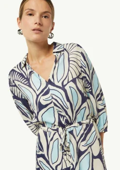 Gemustertes Hemdblusenkleid mit Tunnelzug-Comma Best