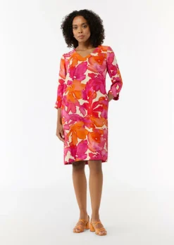Gemustertes Kleid aus Crêpe-Comma Sale