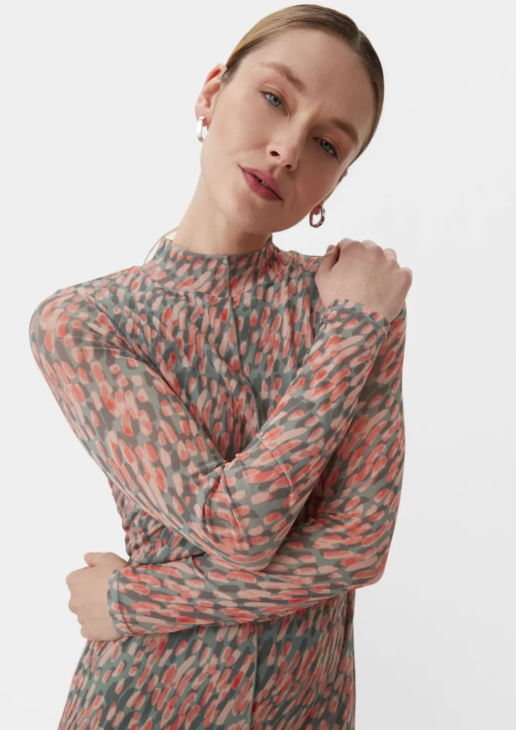 Gemustertes Kleid aus Mesh-Comma Clearance