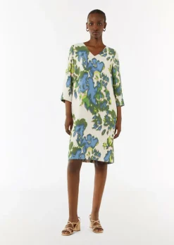 Gemustertes Kleid mit Eingrifftaschen-Comma Online
