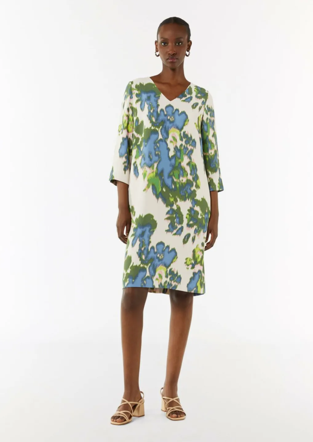 Gemustertes Kleid mit Eingrifftaschen-Comma Online