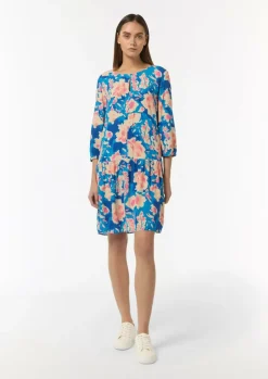 Gemustertes Kleid mit Raffung-Comma Best