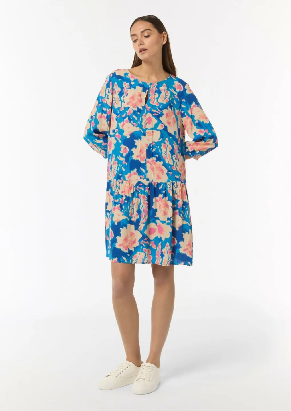 Gemustertes Kleid mit Raffung-Comma Best