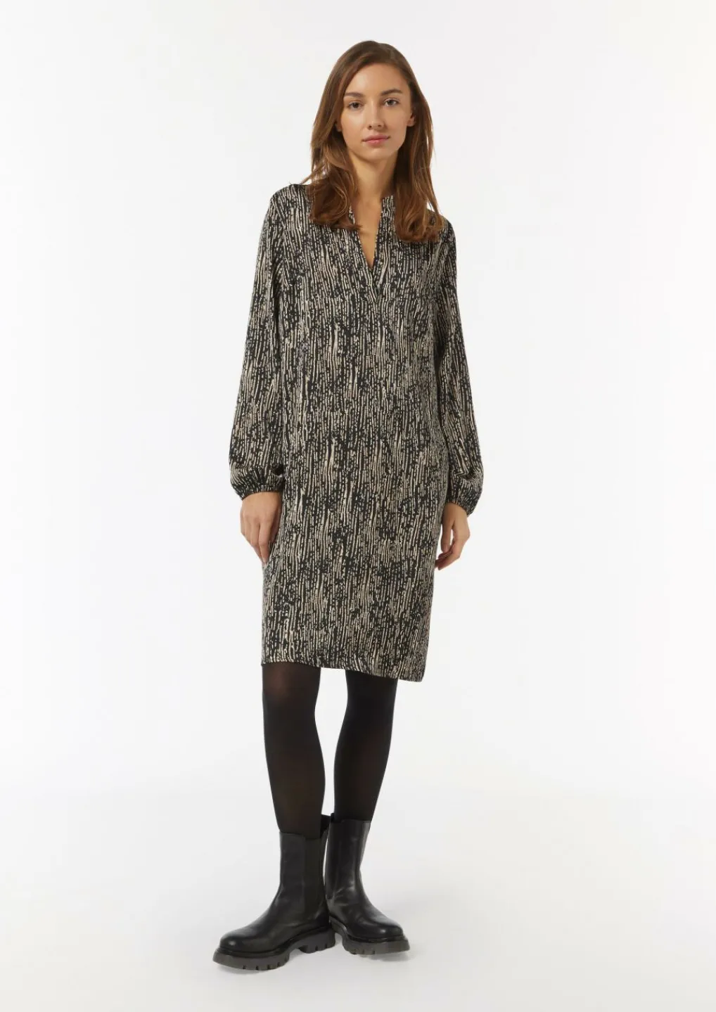 Gemustertes Kleid mit Tunika-Ausschnitt-Comma Online