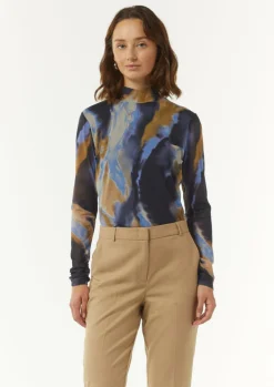 Gemustertes Langarmshirt aus Mesh-Comma Sale