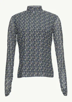 Gemustertes Langarmshirt aus Mesh-Comma Best