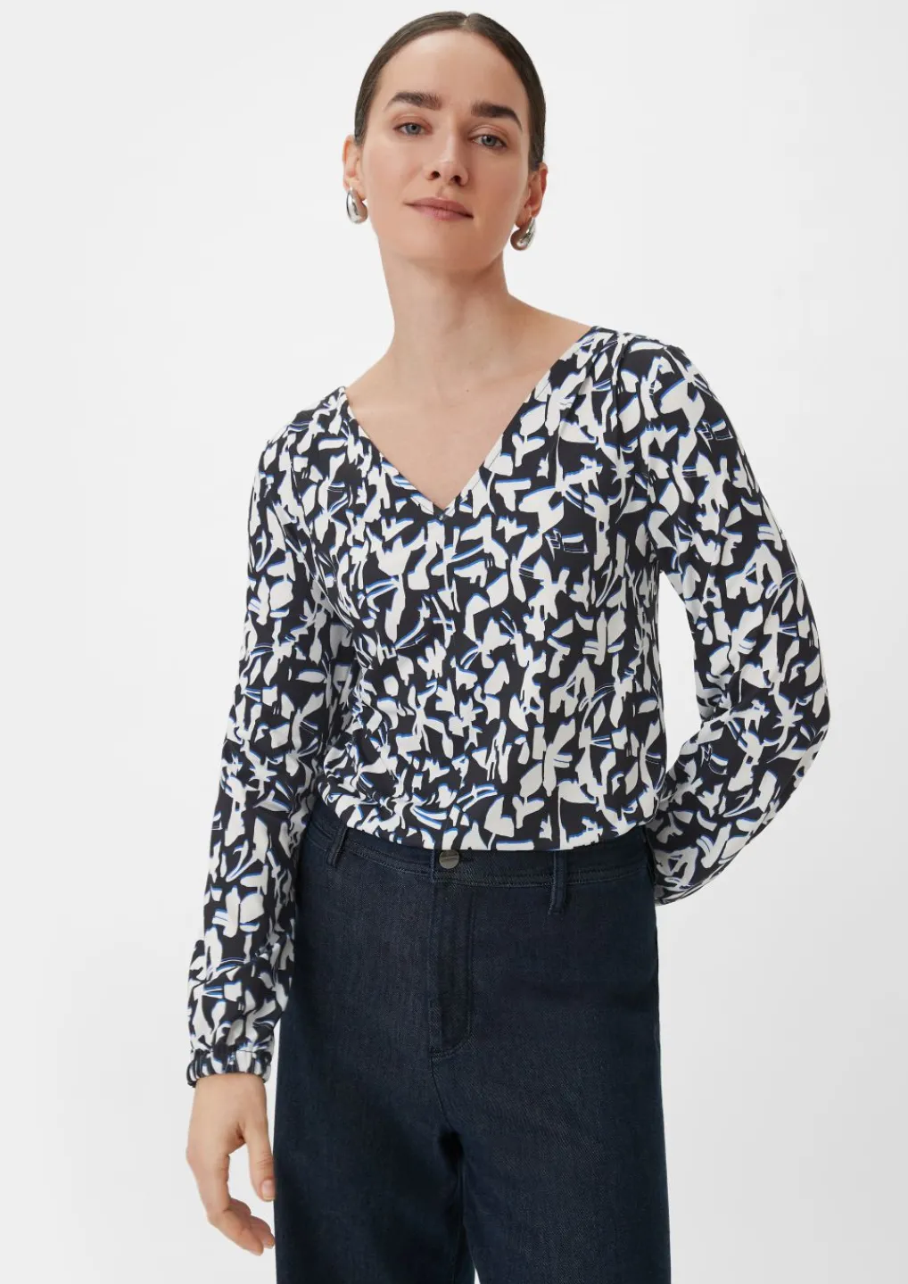 Gemustertes Longsleeve mit Raffung-Comma Discount