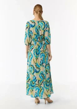 Gemustertes Maxikleid mit V-Ausschnitt in Wickeloptik-Comma New