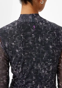 Gemustertes Mesh-Kleid mit Stehkragen-Comma Fashion