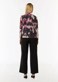Gemustertes Mesh-Shirt mit Raffungsdetails-Comma Hot