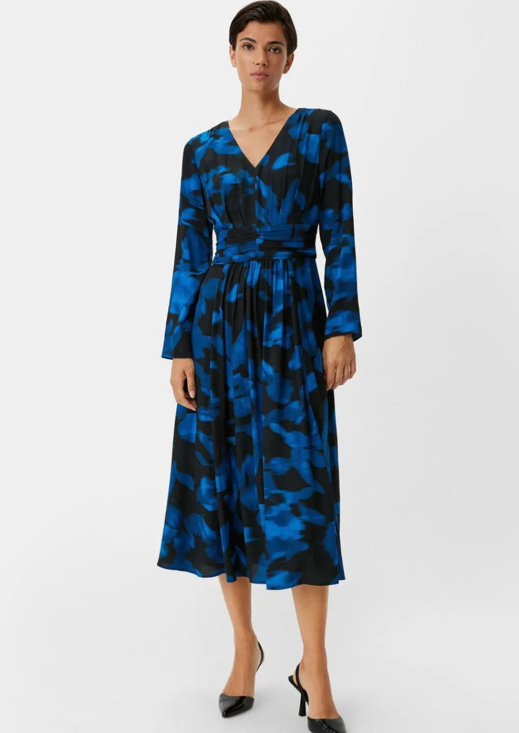 Gemustertes Midikleid aus Crêpe-Comma Outlet
