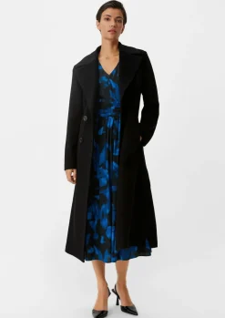 Gemustertes Midikleid aus Crêpe-Comma Outlet