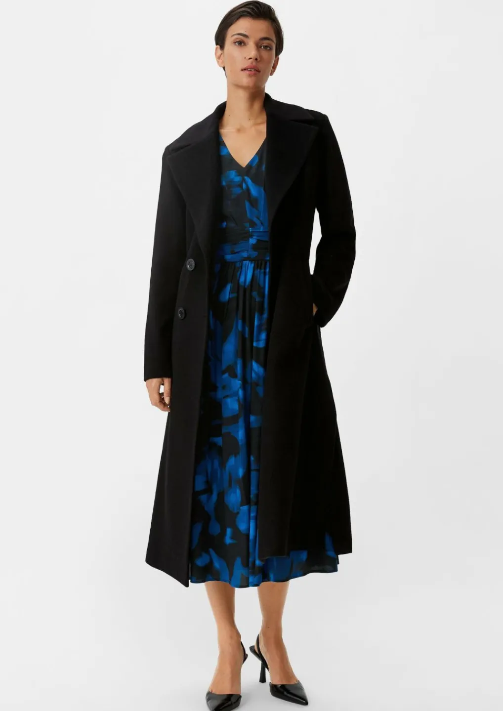 Gemustertes Midikleid aus Crêpe-Comma Outlet