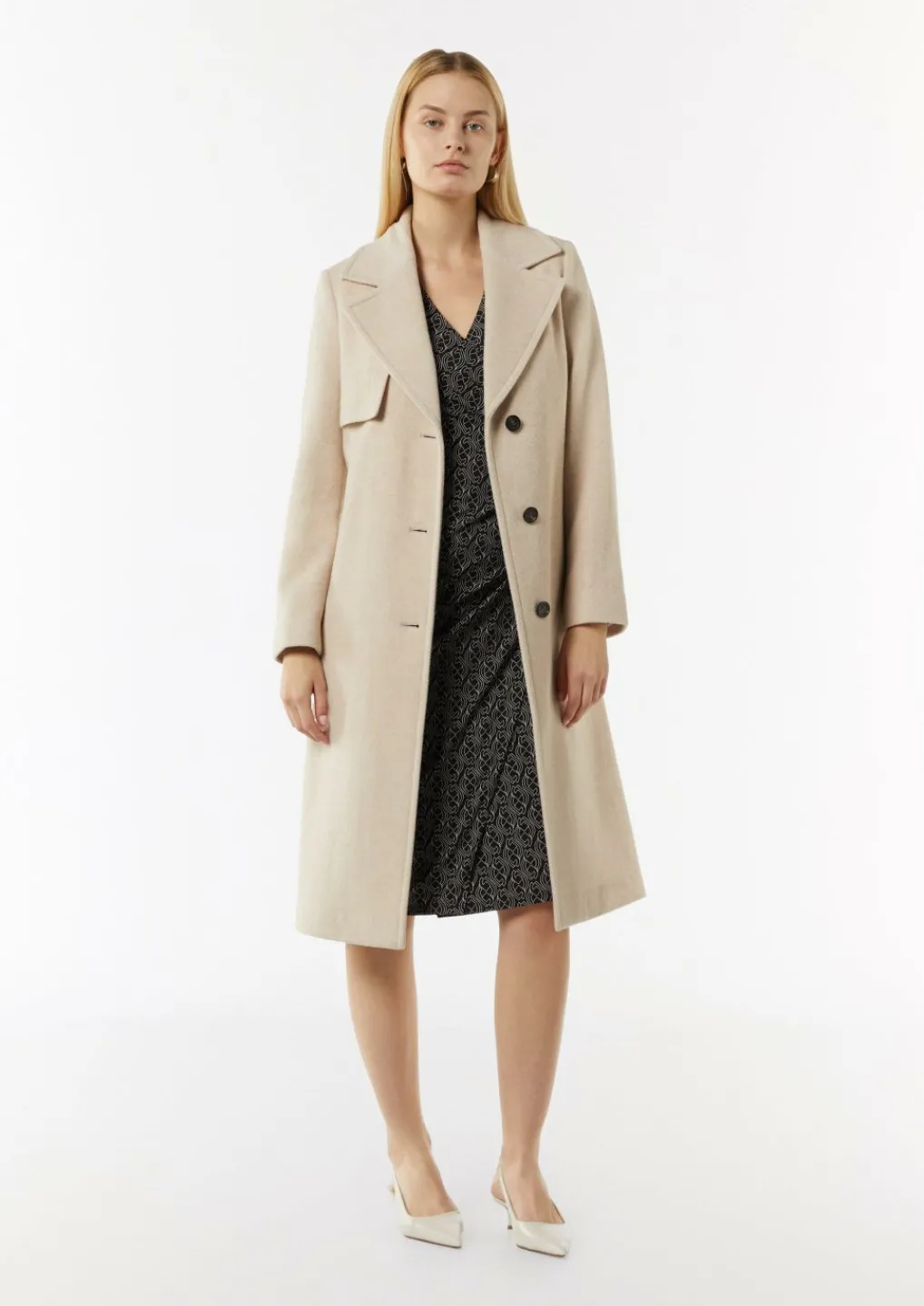 Gemustertes Midi-Kleid in Wickeloptik-Comma Online