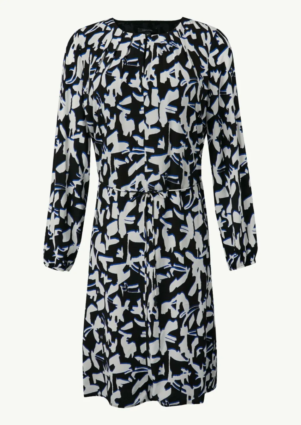 Gemustertes Midi-Kleid mit Faltenausschnitt-Comma Clearance