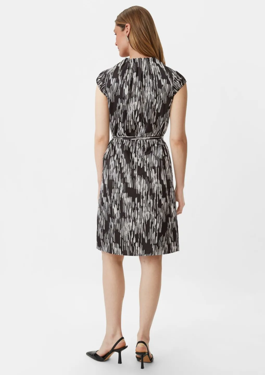 Gemustertes Satinkleid mit Raffung-Comma Fashion