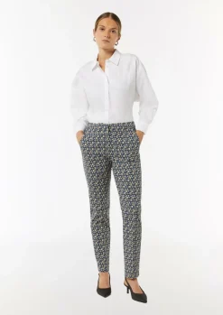Gemusterte Viskosestretch-Hose im Slim Fit-Comma Fashion