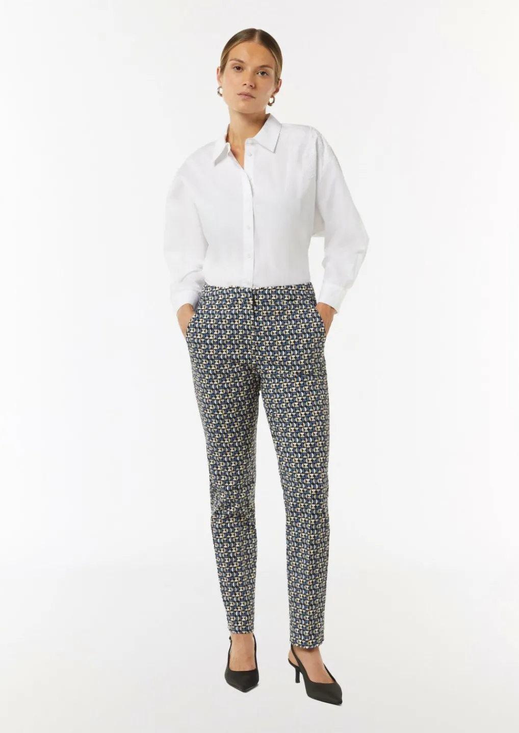 Gemusterte Viskosestretch-Hose im Slim Fit-Comma Fashion