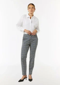 Gemusterte Viskosestretch-Hose im Slim Fit-Comma Fashion