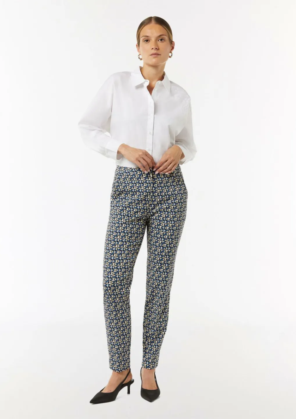Gemusterte Viskosestretch-Hose im Slim Fit-Comma Fashion