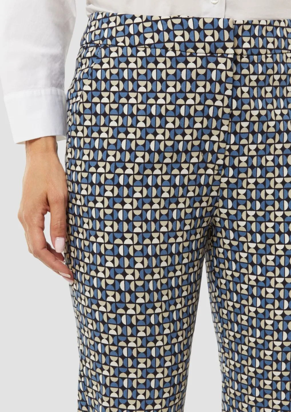 Gemusterte Viskosestretch-Hose im Slim Fit-Comma Fashion