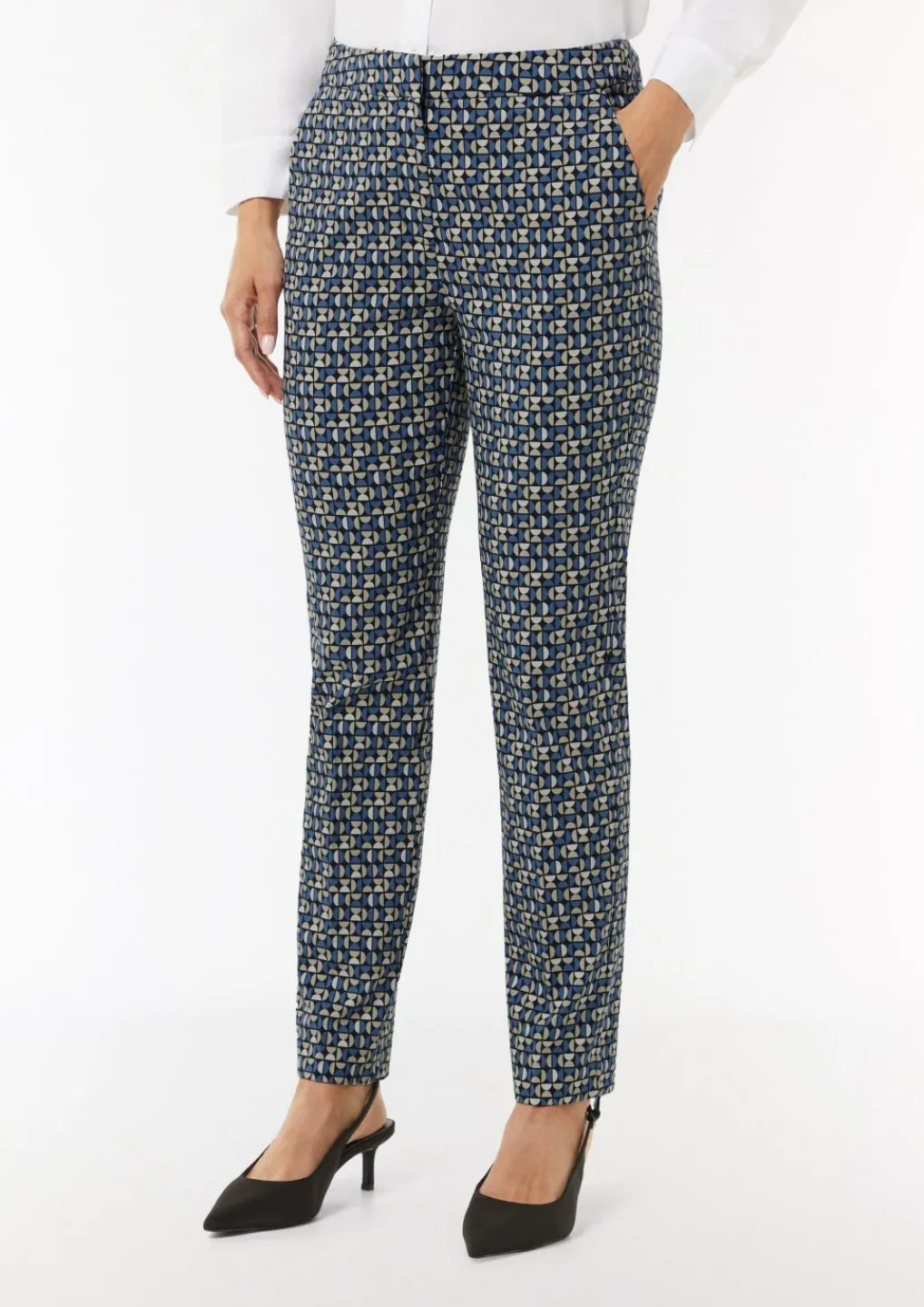 Gemusterte Viskosestretch-Hose im Slim Fit-Comma Fashion