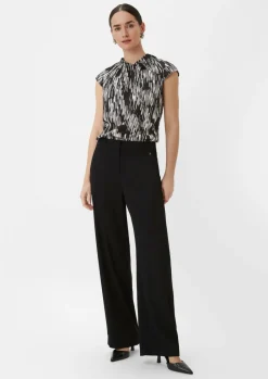 Geraffte Bluse mit All-over-Print-Comma Fashion