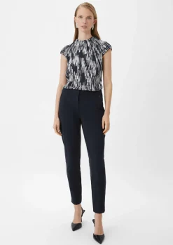 Geraffte Bluse mit All-over-Print-Comma New
