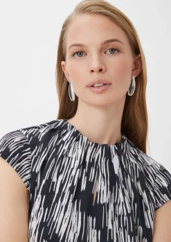 Geraffte Bluse mit All-over-Print-Comma New